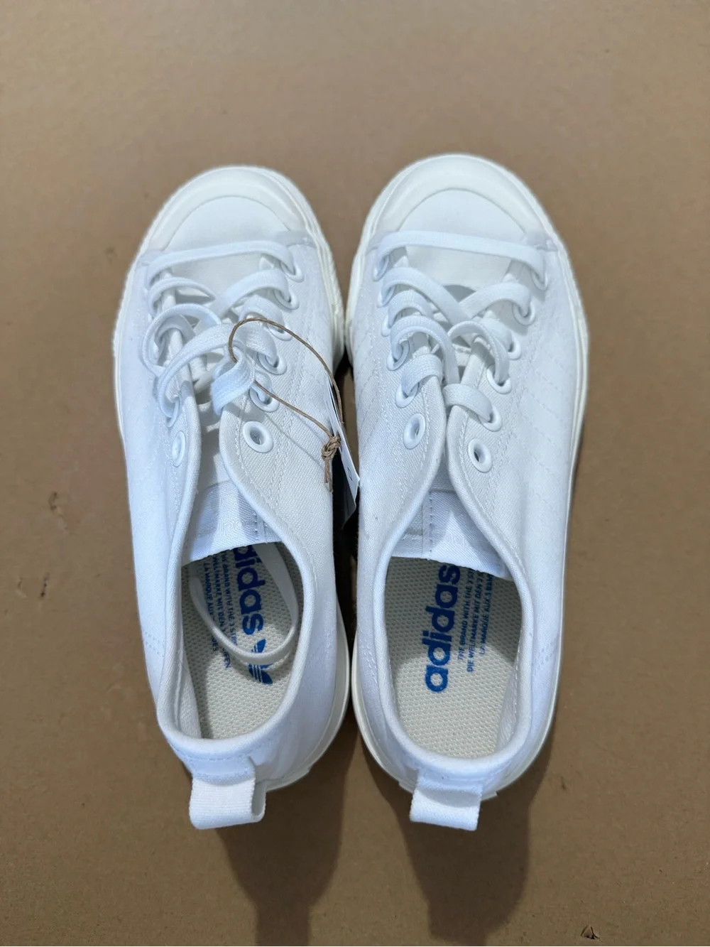 adidas White Canvas Low-Top Sneakers with Gum Outsole